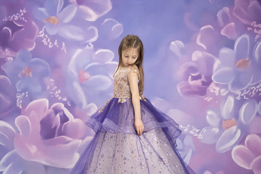 Fox Purple Flower Portrait photography Floral Photos Vinyl Backdrop