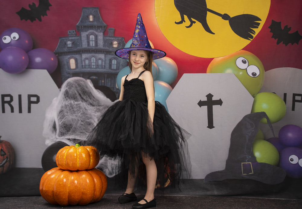 Fox Halloween Cartoon Castle Vinyl/Fabric Backdrop Designed by Blanca Perez