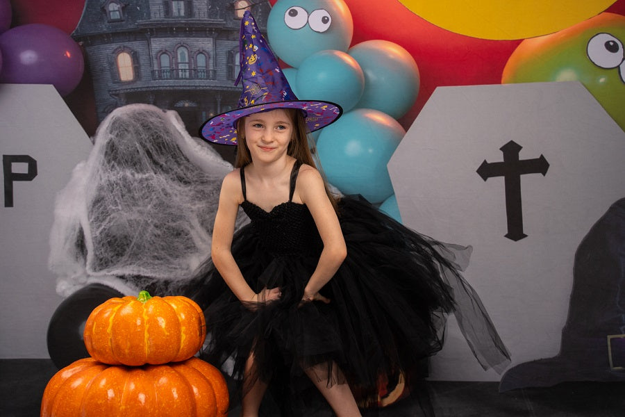 Fox Halloween Cartoon Castle Vinyl/Fabric Backdrop Designed by Blanca Perez