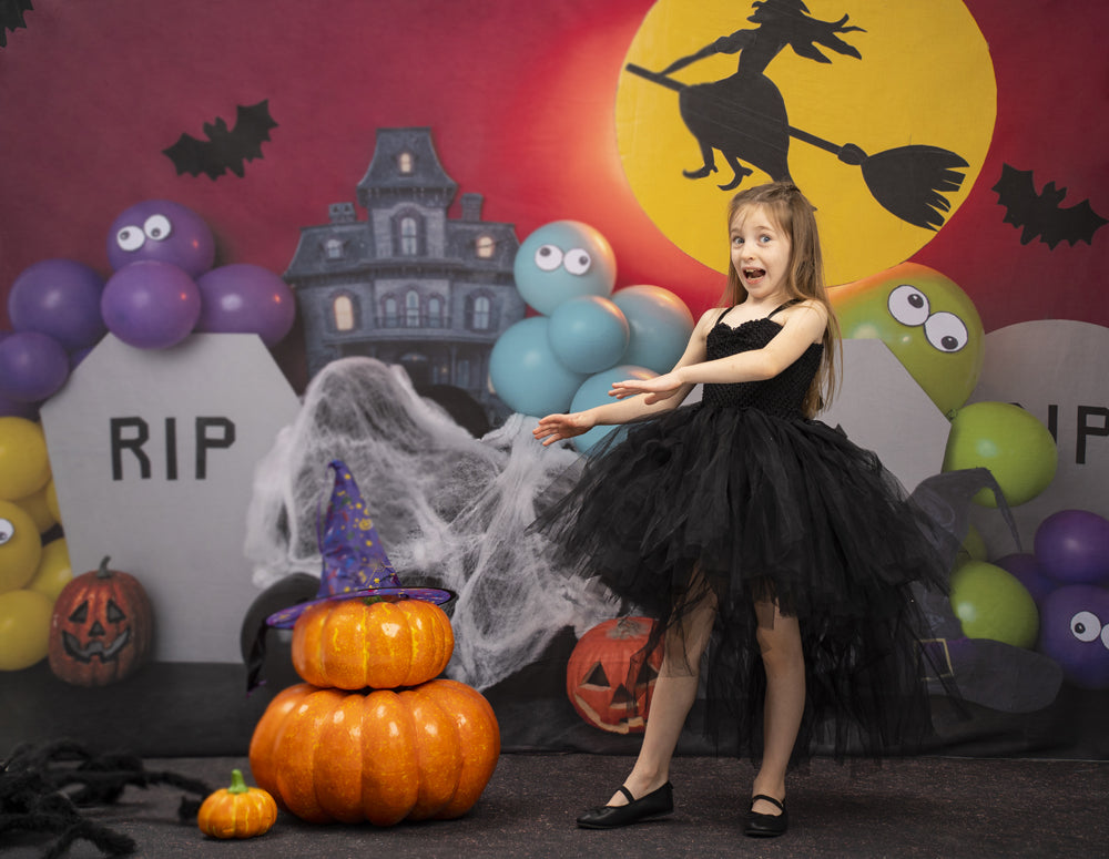 Fox Halloween Cartoon Castle Vinyl/Fabric Backdrop Designed by Blanca Perez
