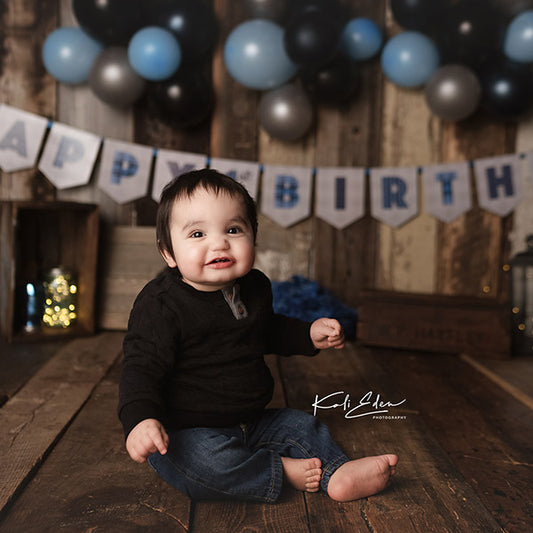 Fox Rolled Vinyl Boy Birthday Balloon Backdrop Design by Kali - Foxbackdrop