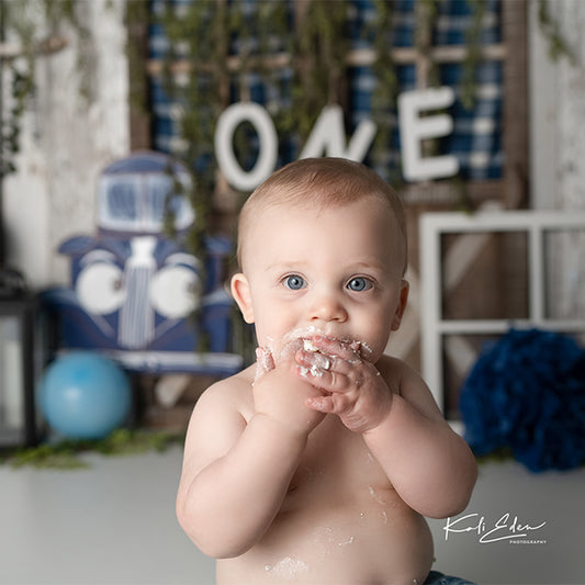 Fox Rolled Boy Cakesmash Birthday Vinyl Backdrops Design by Kali - Foxbackdrop