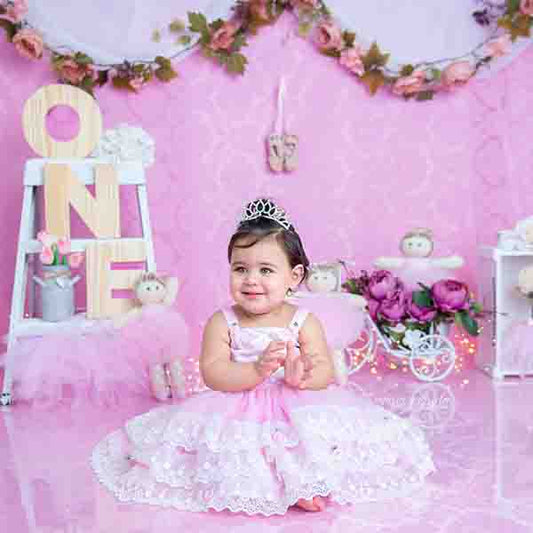 Fox Rolled Pink Girl Birthday Vinyl Backdrop Design by Maria Gabriela - Foxbackdrop