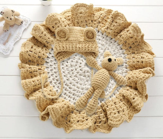 Fox 3pcs/set Knitting Newborn Blanket for Baby Photo Studio Props(Dia:70cm)