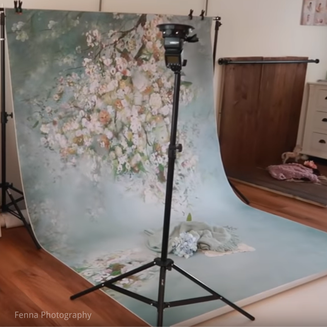 Fox Rolled Green White Flowers Vinyl Photo Backdrop - Foxbackdrop