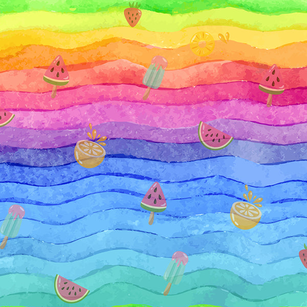 Fox Rainbow Fruit Children Birthday Photoshoot Vinyl Backdrop - Foxbackdrop