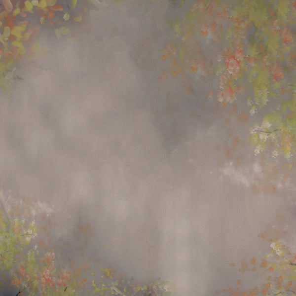 Fox Fog Green Leaves Vinyl Photography Backdrop - Foxbackdrop