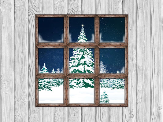Fox Christmas Wood Wall Window Vinyl Children Backdrop - Foxbackdrop