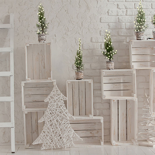 Fox White Wood Christmas Party Vinyl Photo Backdrop - Foxbackdrop