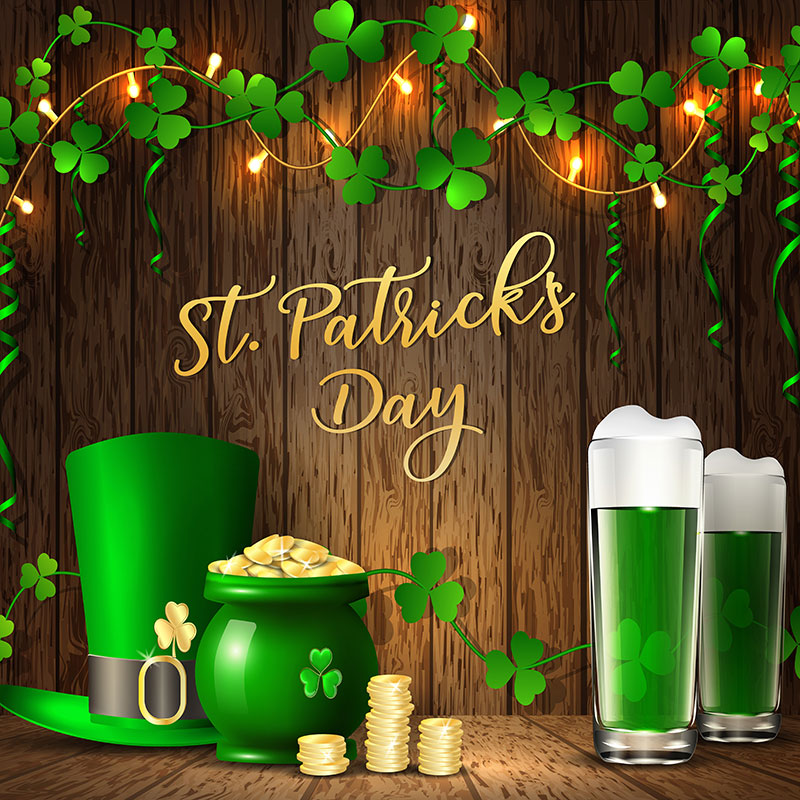 Fox Rolled St. Patrick's Day Beer Dinner Vinyl Backdrop - Foxbackdrop