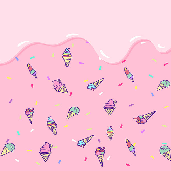 Fox Summer Pink Ice Cream Children Vinyl Backdrop - Foxbackdrop
