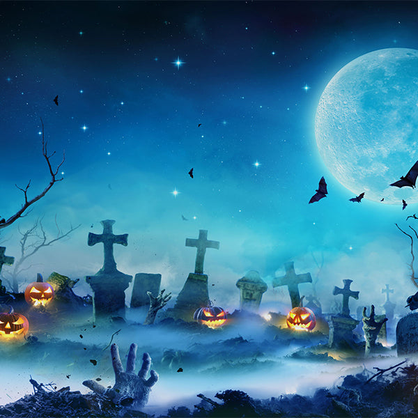 Fox Rolled Horrible Halloween Night Vinyl Photos Backdrop - Foxbackdrop