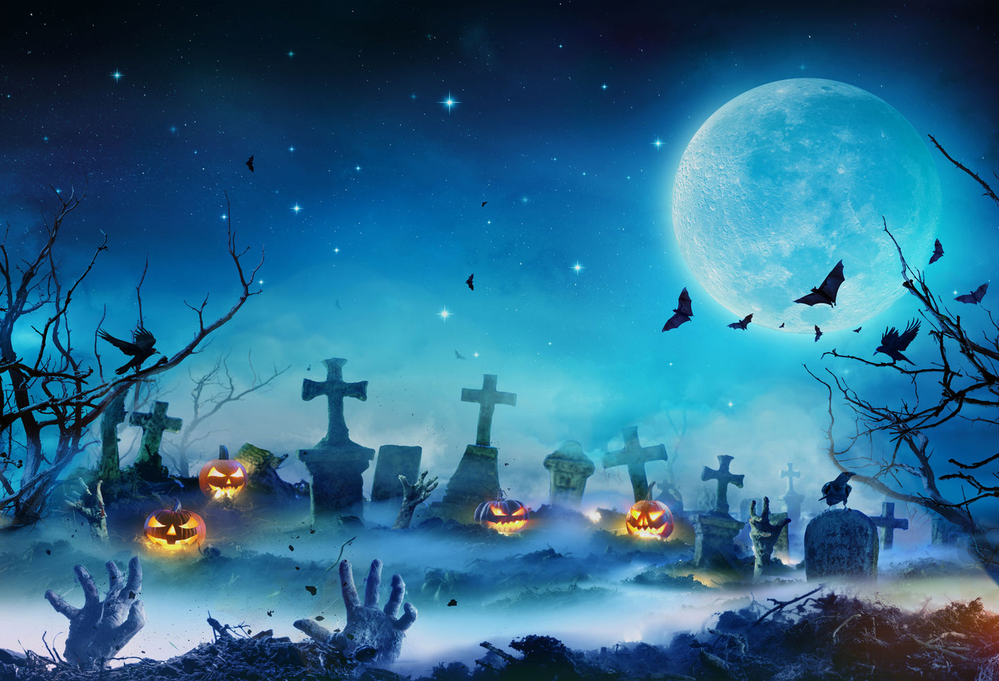 Fox Rolled Horrible Halloween Night Vinyl Photos Backdrop - Foxbackdrop