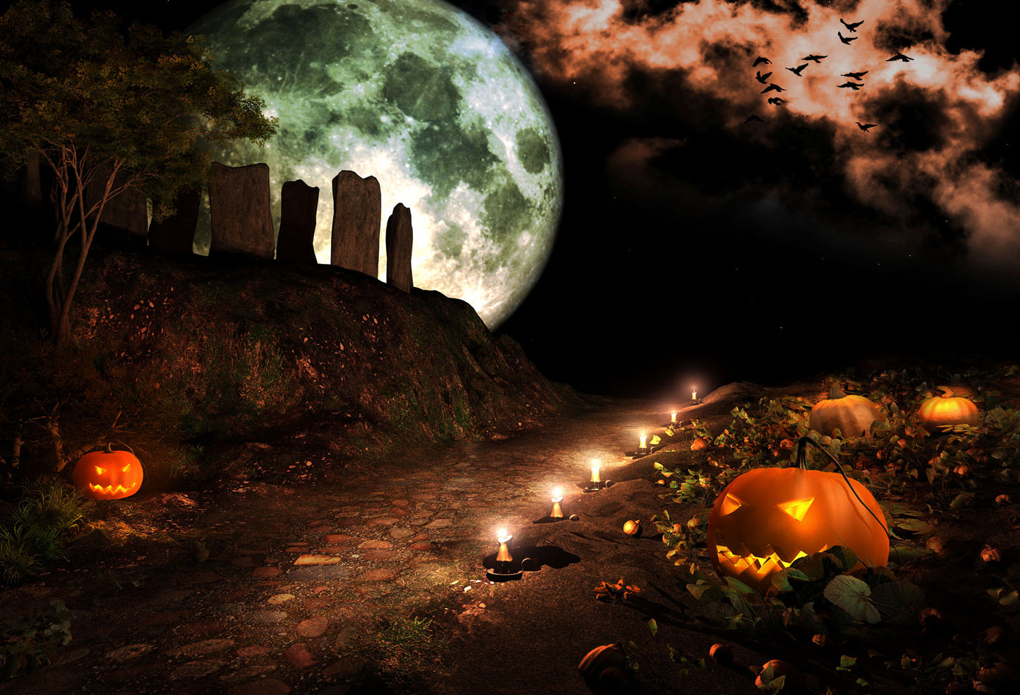 Fox Rolled Halloween Horrible Party Vinyl Photos Backdrop - Foxbackdrop