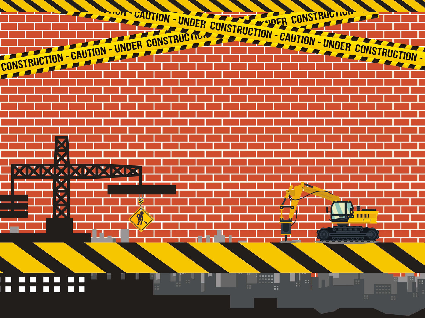 Fox Rolled Children Construction Theme Vinyl Backdrops - Foxbackdrop