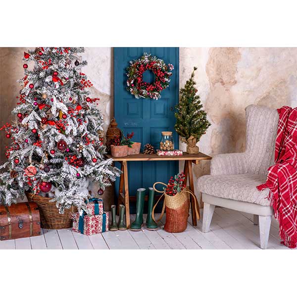 Fox Rolled Christmas Trees Vinyl Photography Backdrop - Foxbackdrop