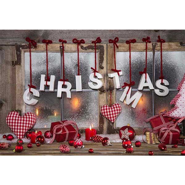 Fox Rolled Window Christmas Vinyl Photography Backdrop - Foxbackdrop