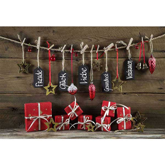 Fox Rolled Wood Christmas Gift Vinyl Photo Backdrop - Foxbackdrop