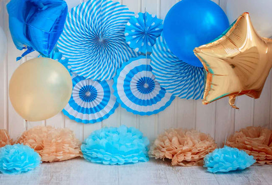 Fox Rolled Blue Boy Birthday Cake Smash Vinyl Backdrop - Foxbackdrop