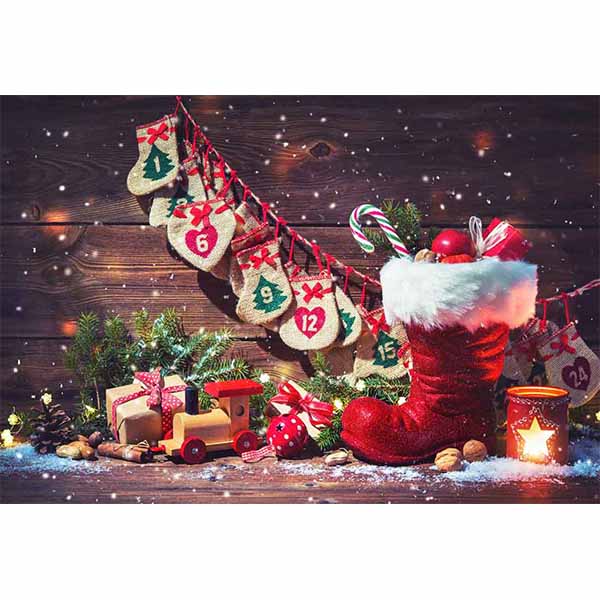 Fox Rolled Rustic Wood Christmas Vinyl Backdrop - Foxbackdrop