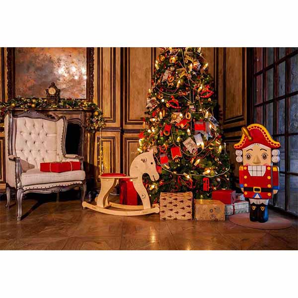 Fox Rolled Christmas Trees Brilliant Vinyl Photo Backdrop - Foxbackdrop