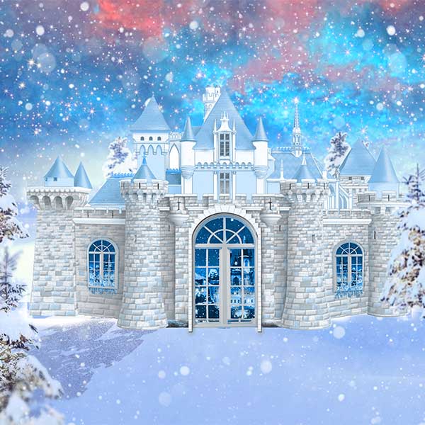 Fox Rolled Vinyl Winter Castle Snow Vinyl Photography Backdrop - Foxbackdrop