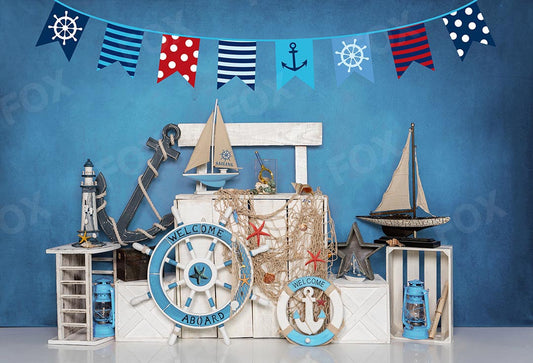 Fox Summer Voyage Vinyl Children Boy Photoshoot Backdrop Designed by Jia Chan - Foxbackdrop