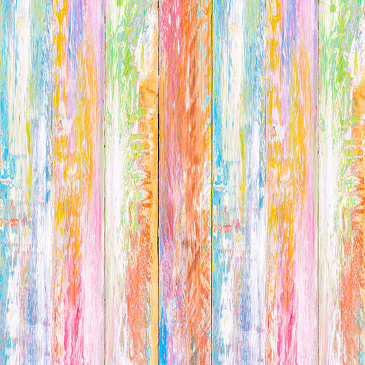 Fox Colorful Wood Board Vinyl Children Photos Backdrop - Foxbackdrop