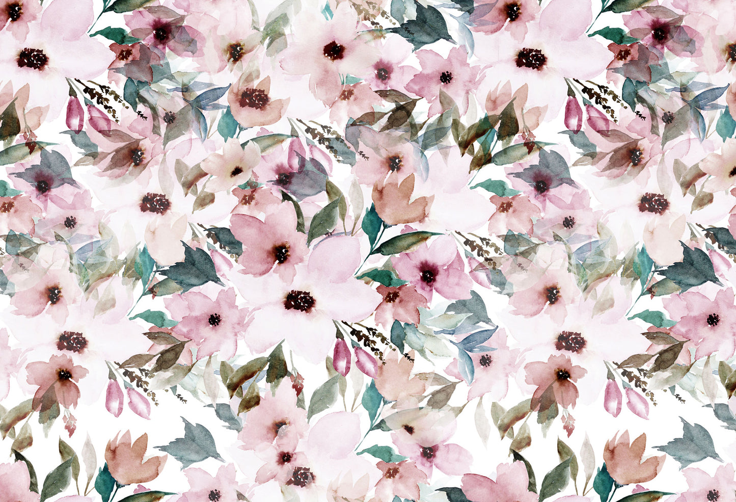 Fox Rolled Watercolor Pink Flowers Vinyl Photos Backdrop - Foxbackdrop
