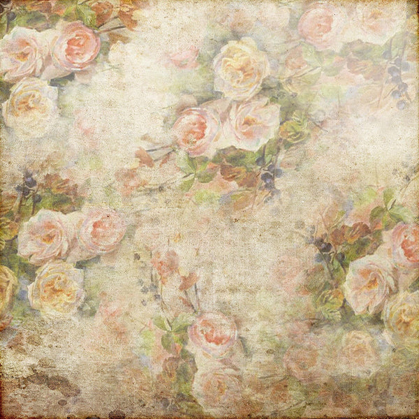 Fox Retro Fade with Flowers Vinyl Backdrop - Foxbackdrop