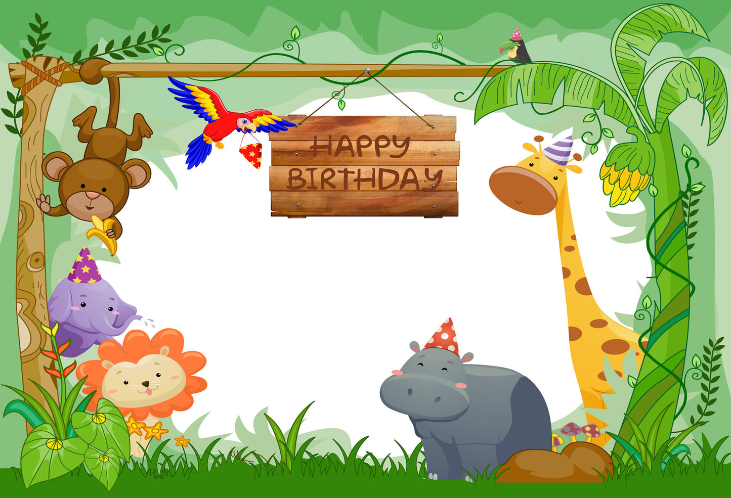 Fox Jungle Animal Children Birthday Party Vinyl Photo Backdrop - Foxbackdrop