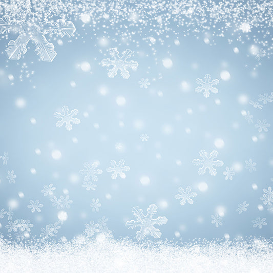 Fox Rolled Winter Snow Drops Silver Vinyl Backdrops - Foxbackdrop