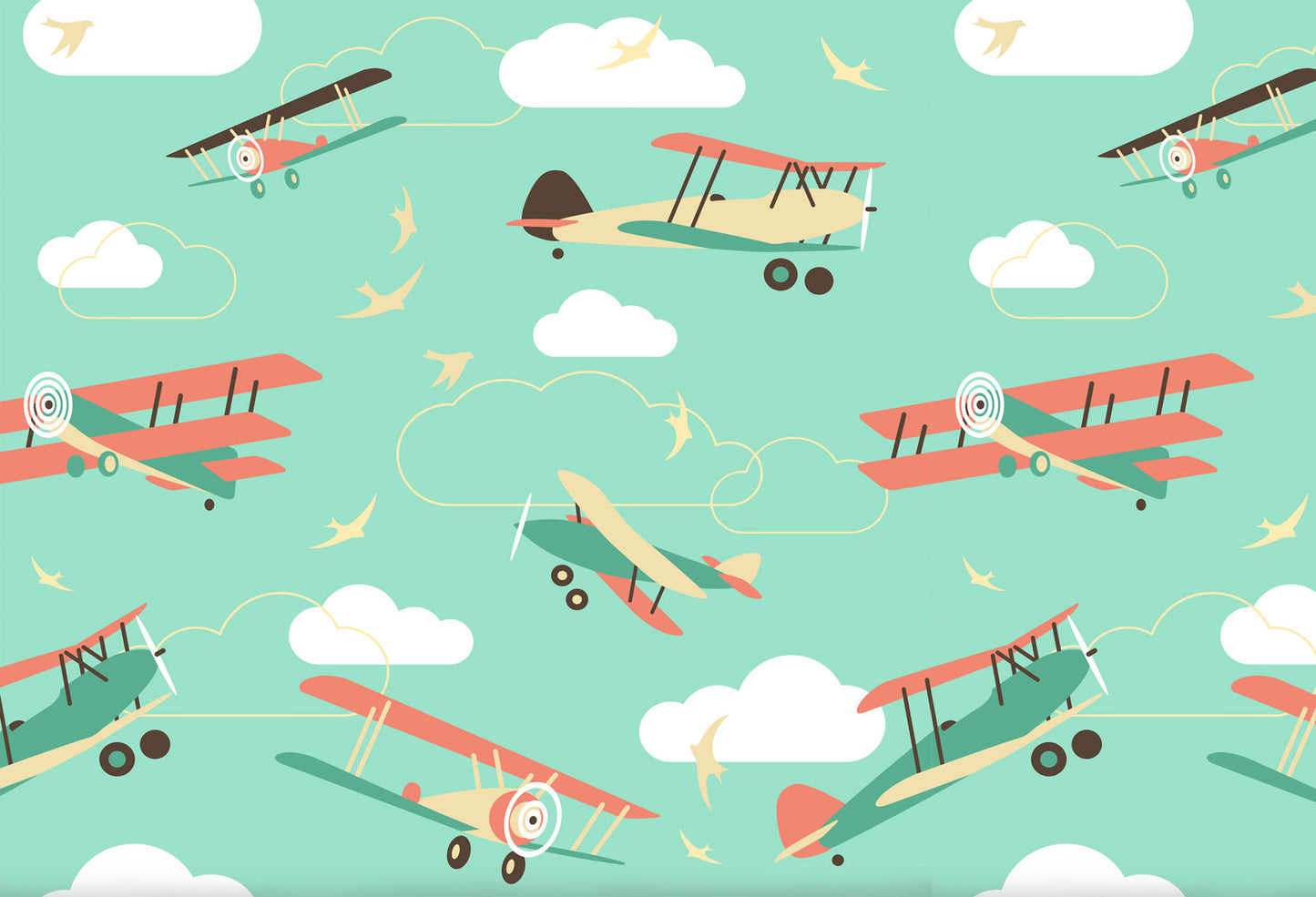 Fox Cloud Airplane Children Birthday Photos Vinyl Backdrop - Foxbackdrop
