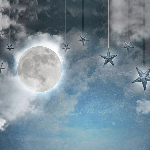 Fox Night Moon Stars Children Vinyl Photography Backdrop - Foxbackdrop