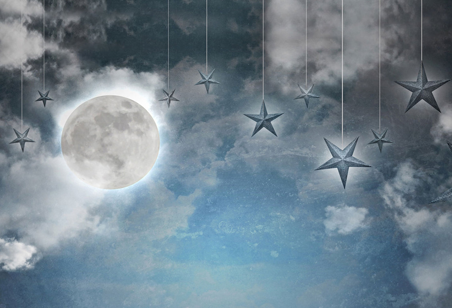 Fox Night Moon Stars Children Vinyl Photography Backdrop - Foxbackdrop