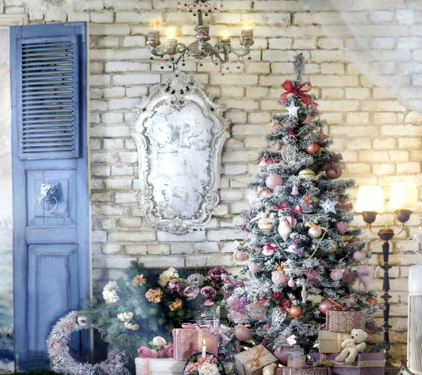 Fox Christmas Trees gift Vinyl Photo Backdrop - Foxbackdrop