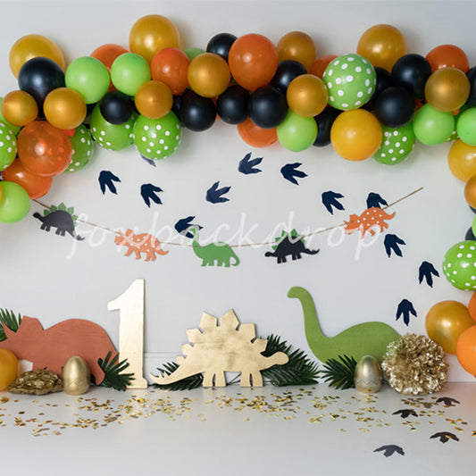 Fox Children Vinyl Birthday Dinosaur Backdrop Design by Kali - Foxbackdrop