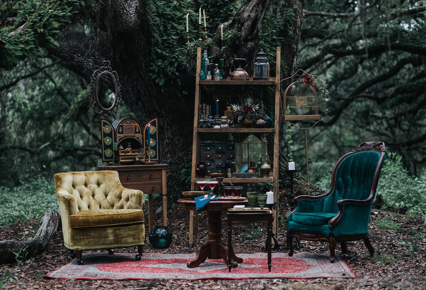 Fox Retro Trees Table Vinyl Cloth Backdrop design by Angela - Foxbackdrop