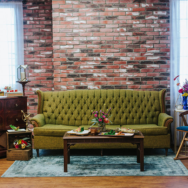 Fox Sofa Table Brick Wall Vinyl Backdrop design by Angela - Foxbackdrop