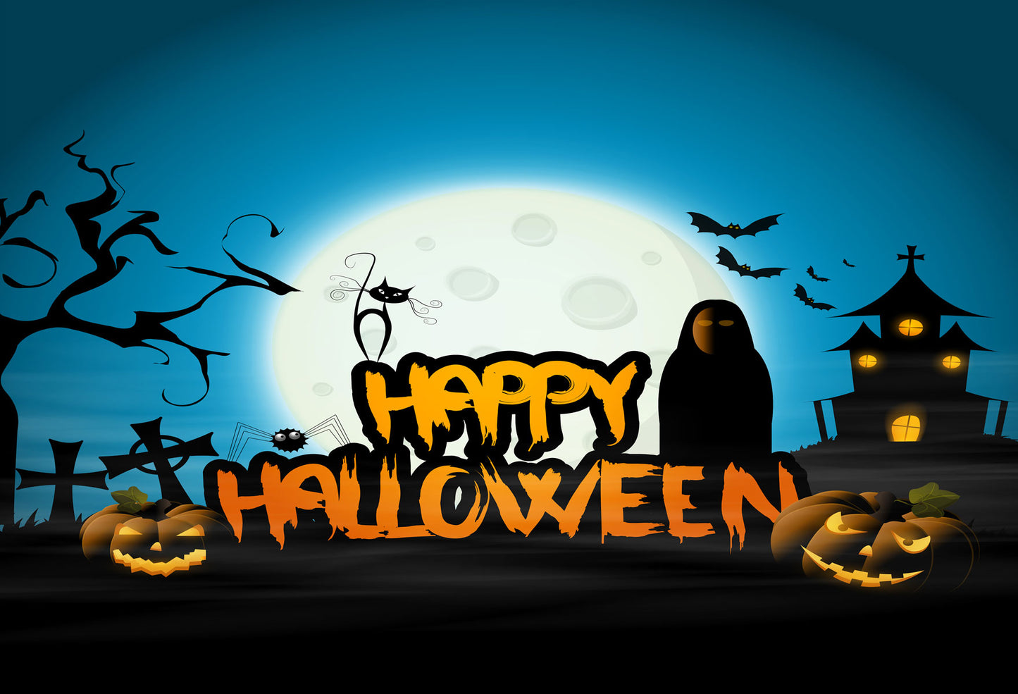 Fox Rolled Happy Halloween Night Vinyl Photos Backdrops - Foxbackdrop