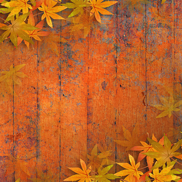 Fox Autumn Orange Leaves Vinyl Photos Backdrop - Foxbackdrop