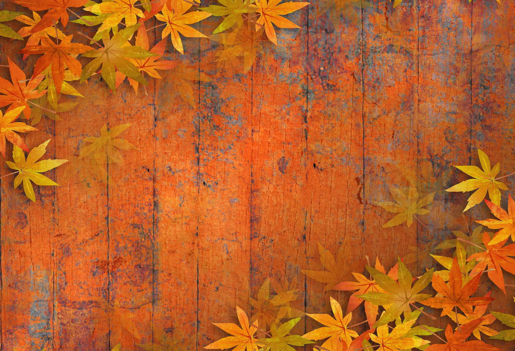 Fox Autumn Orange Leaves Vinyl Photos Backdrop - Foxbackdrop