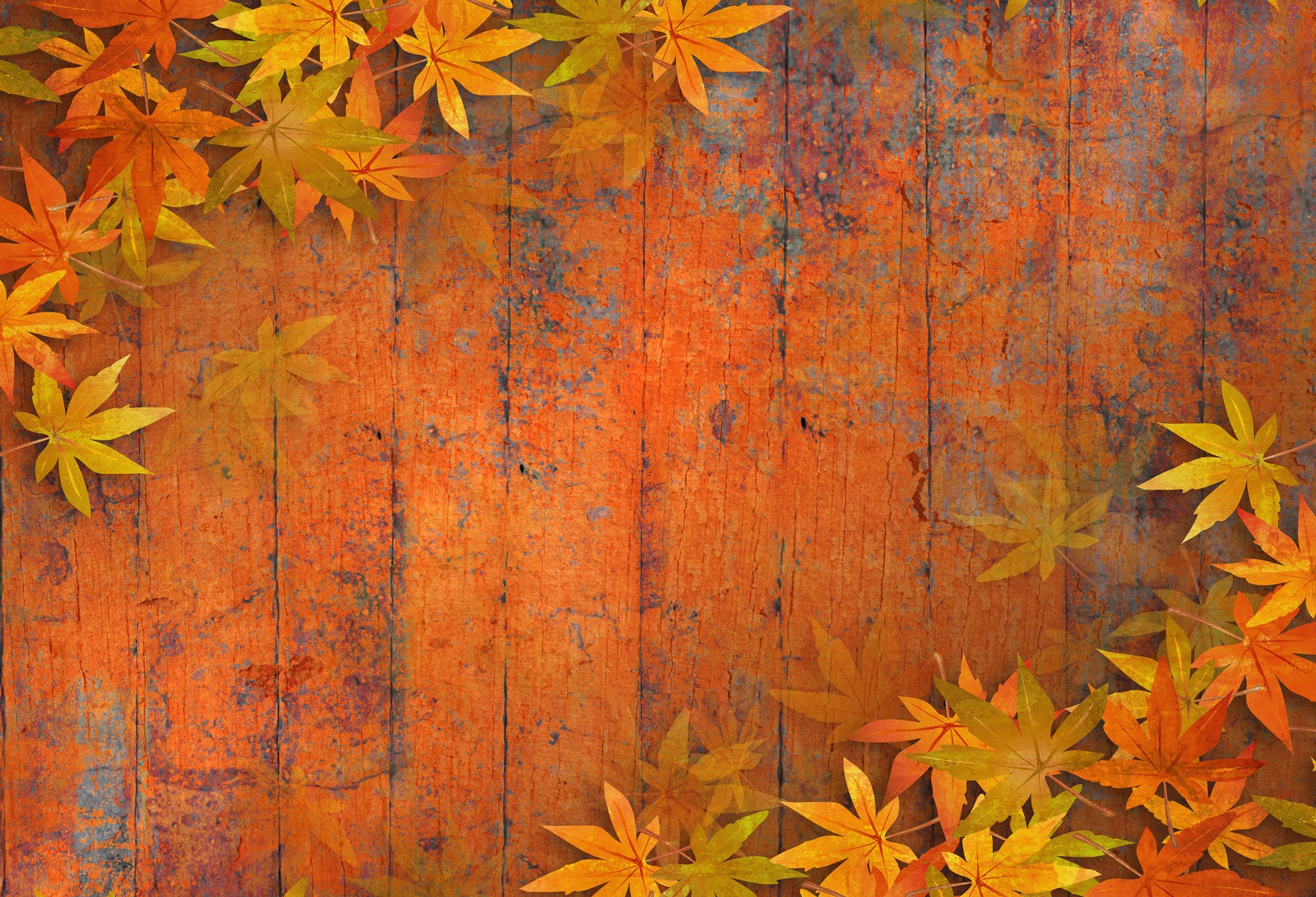 Fox Autumn Orange Leaves Vinyl Photos Backdrop - Foxbackdrop