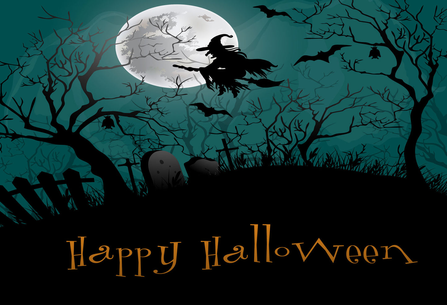 Fox Halloween Horrible Night Party Vinyl Photos Backdrop - Foxbackdrop
