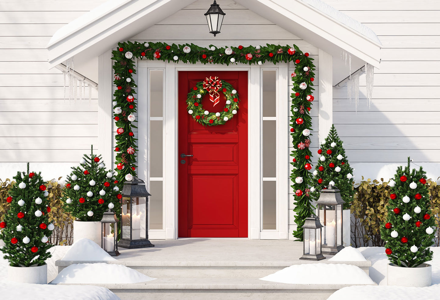 Fox Outdoor Winter Christmas Vinyl Photos Backdrop - Foxbackdrop