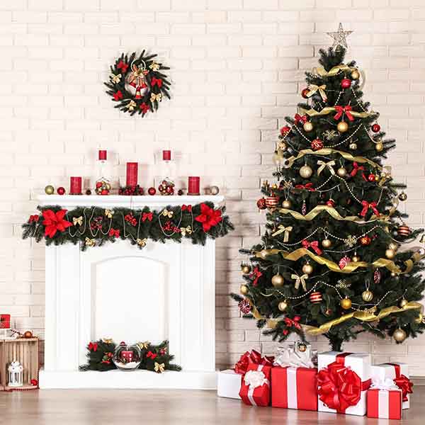 Fox Rolled Christmas Trees Vinyl Photos Backdrop - Foxbackdrop