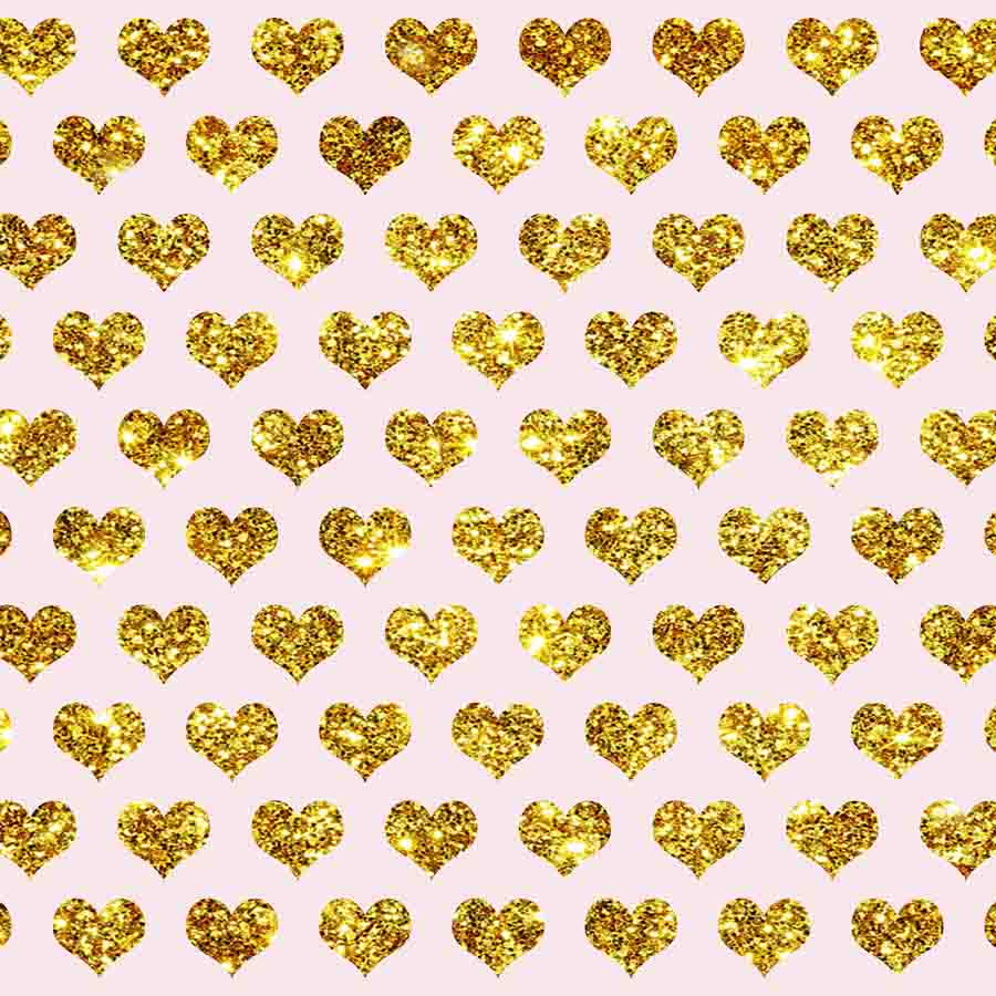 Fox Rolled Golden Heart Shape Vinyl Valentine's Day Backdrop - Foxbackdrop