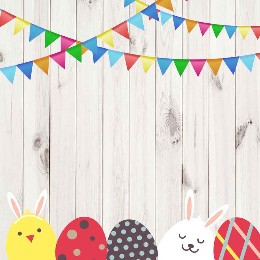 Fox Rolled Wood Easter Cartoon Vinyl Photography Backdrop - Foxbackdrop