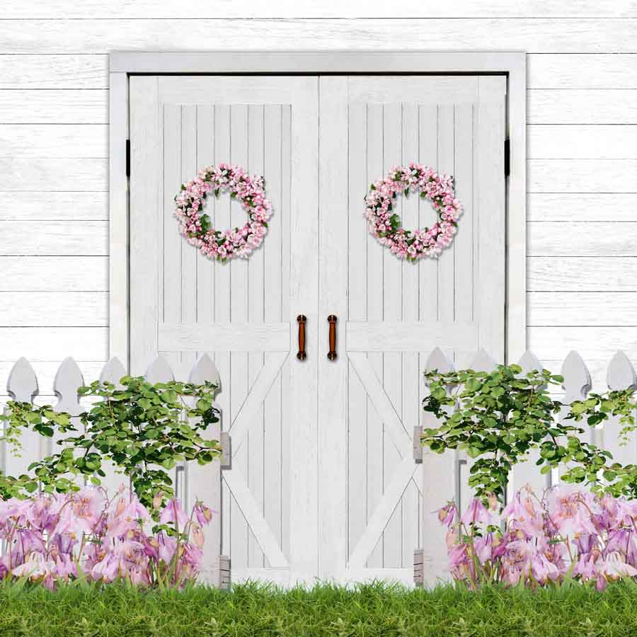 Fox Rolled Easter Spring Door Flowers Vinyl Backdrop - Foxbackdrop