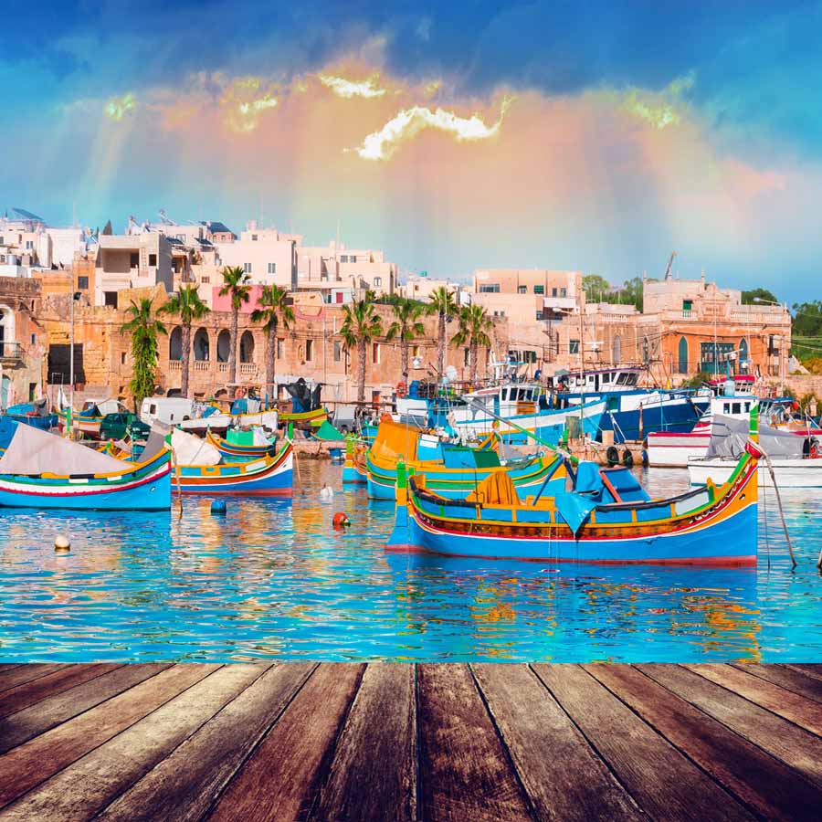 Fox Rolled Summer Harbor Boat Vinyl Photo Backdrop - Foxbackdrop